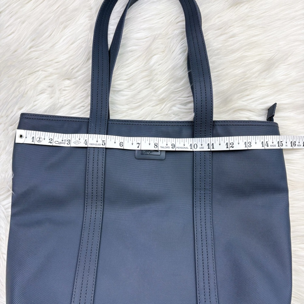 Lacoste Vertical Tote Bag Navy Blue Polyvinyl Chloride Zip Top - Picture 12 of 13